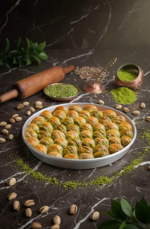 Midye Bakalva with Cream & Pistachio - 2kg tray