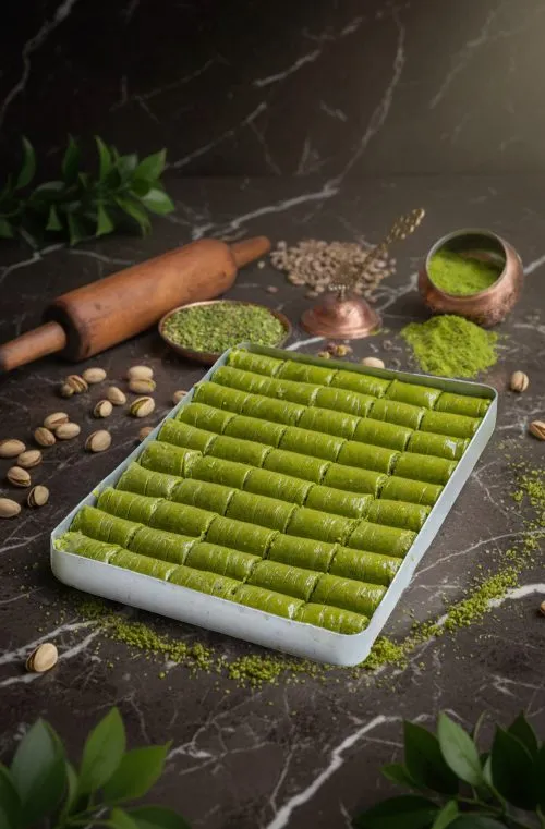 Pistachio Roll Baklava - 2kg tray